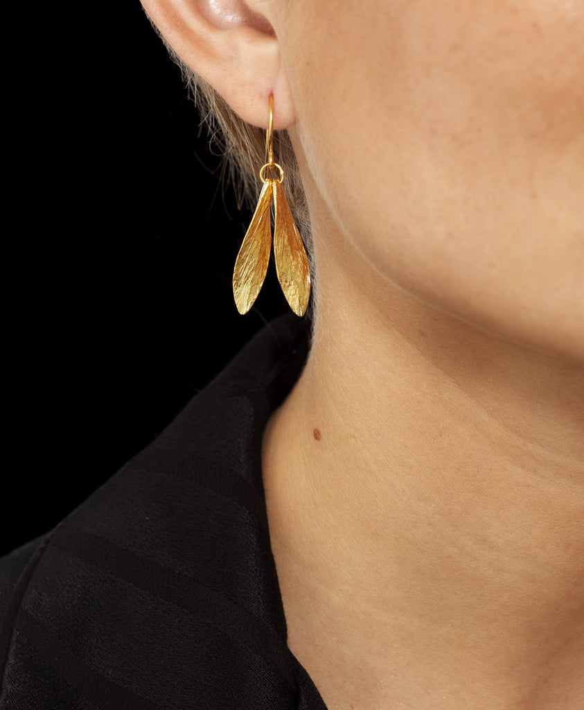 Catherine Zoraida Gold Double Leaf Earring worn by Lucy Williams