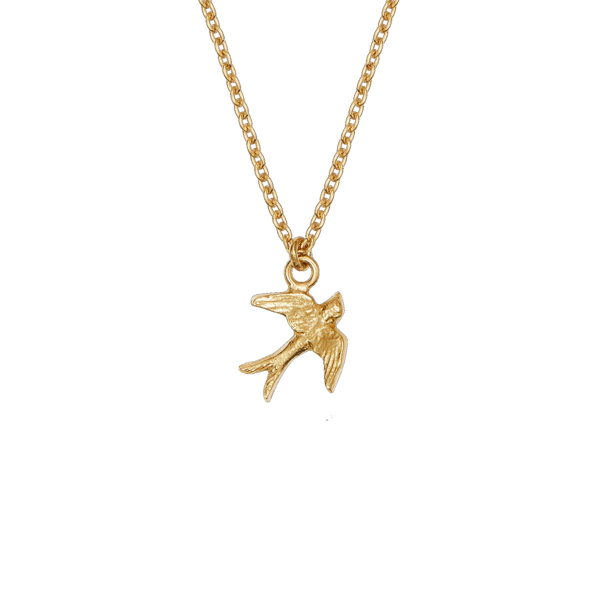 18ct gold plated silver swallow charm pendant on a chain necklace