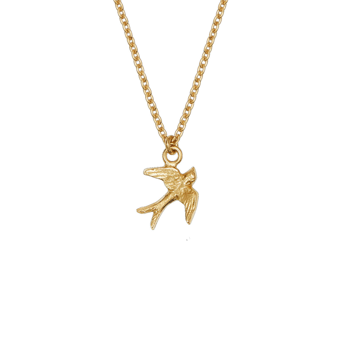 18ct gold plated silver swallow charm pendant on a chain necklace