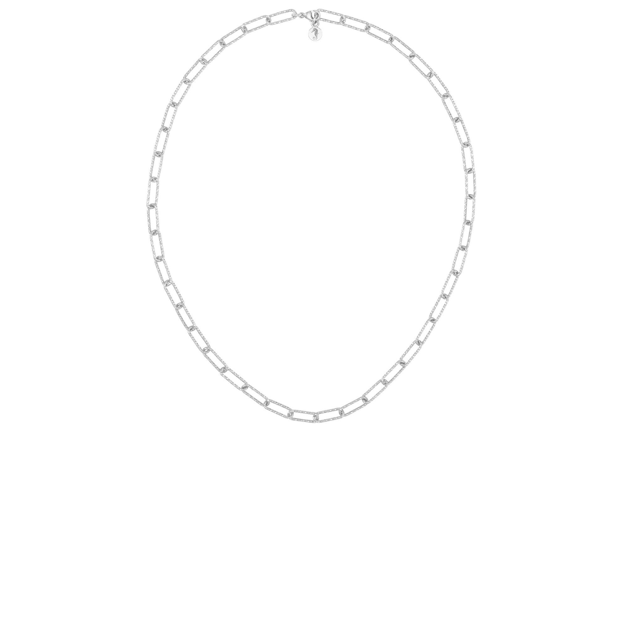 Silver glitter chain necklace showcasing a dazzling sparkle effect, perfect for modern jewelry collections.