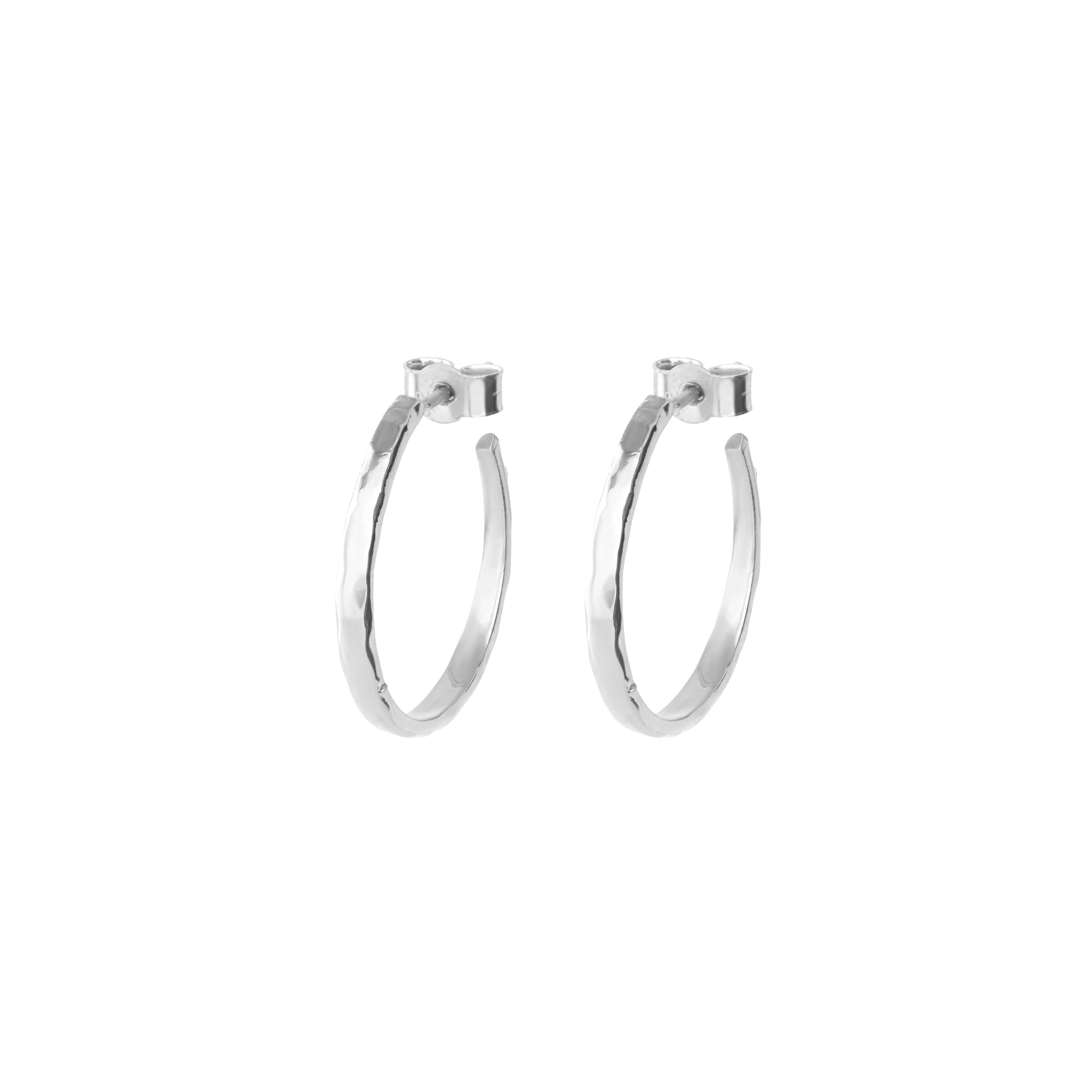 Silver hammered hoop earrings 