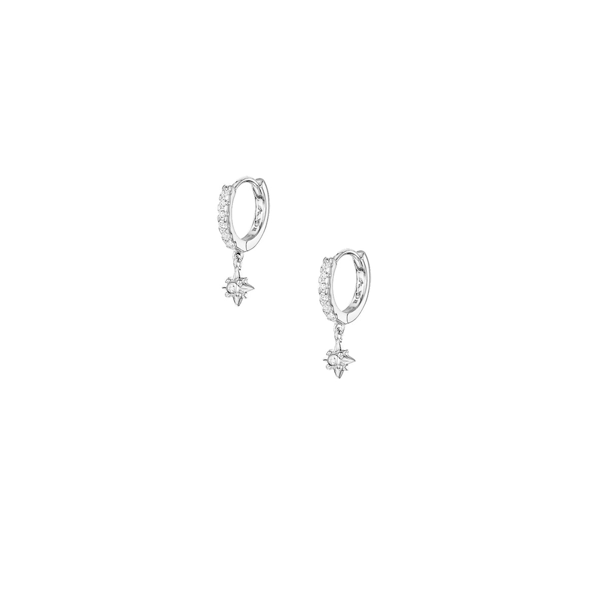 Silver Cosmic Star Glitter Hoops