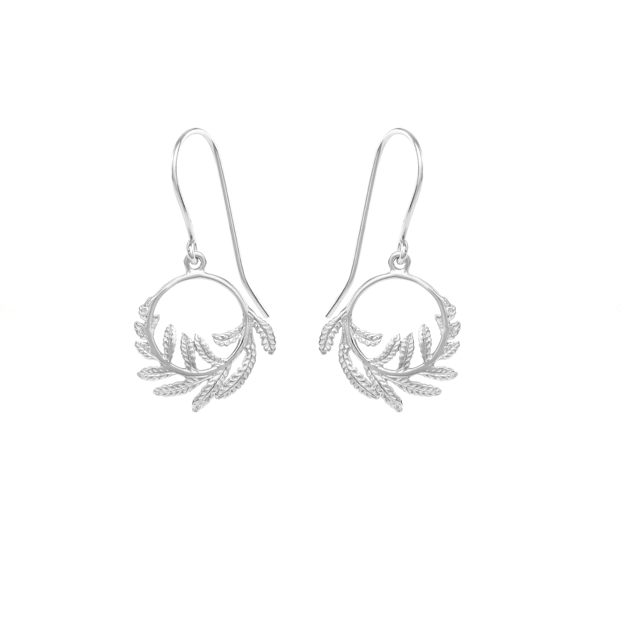 Small round fern charms on earrings 