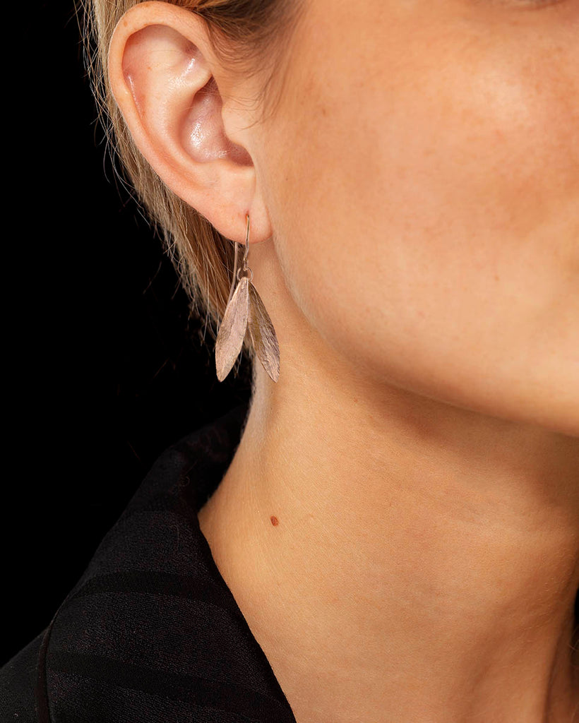 Rose Gold Double Leaf Earrings