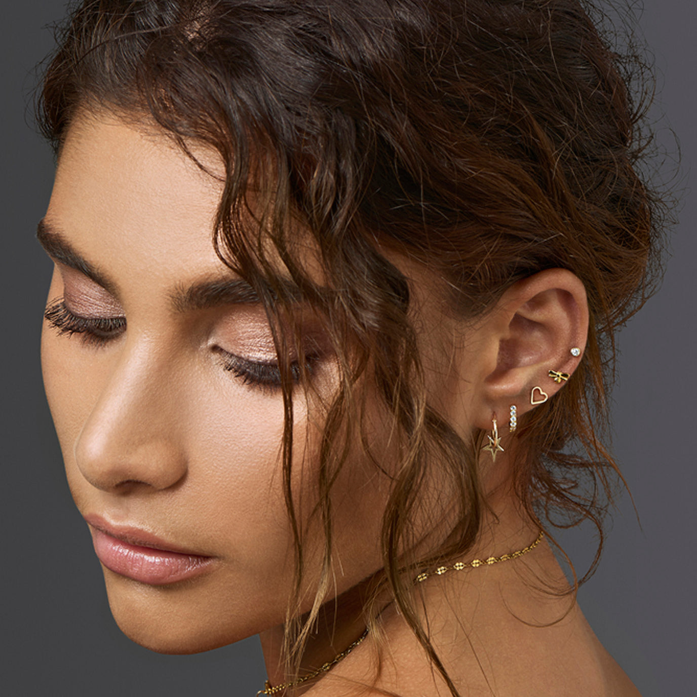 Silver Love Heart Stud Earrings
